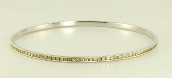 14k white gold round cut diamond bangle (2.66 Carat, Yellow ,SI3-I1) 